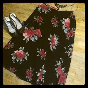 Size 16 Black chiffon double layer long skirt